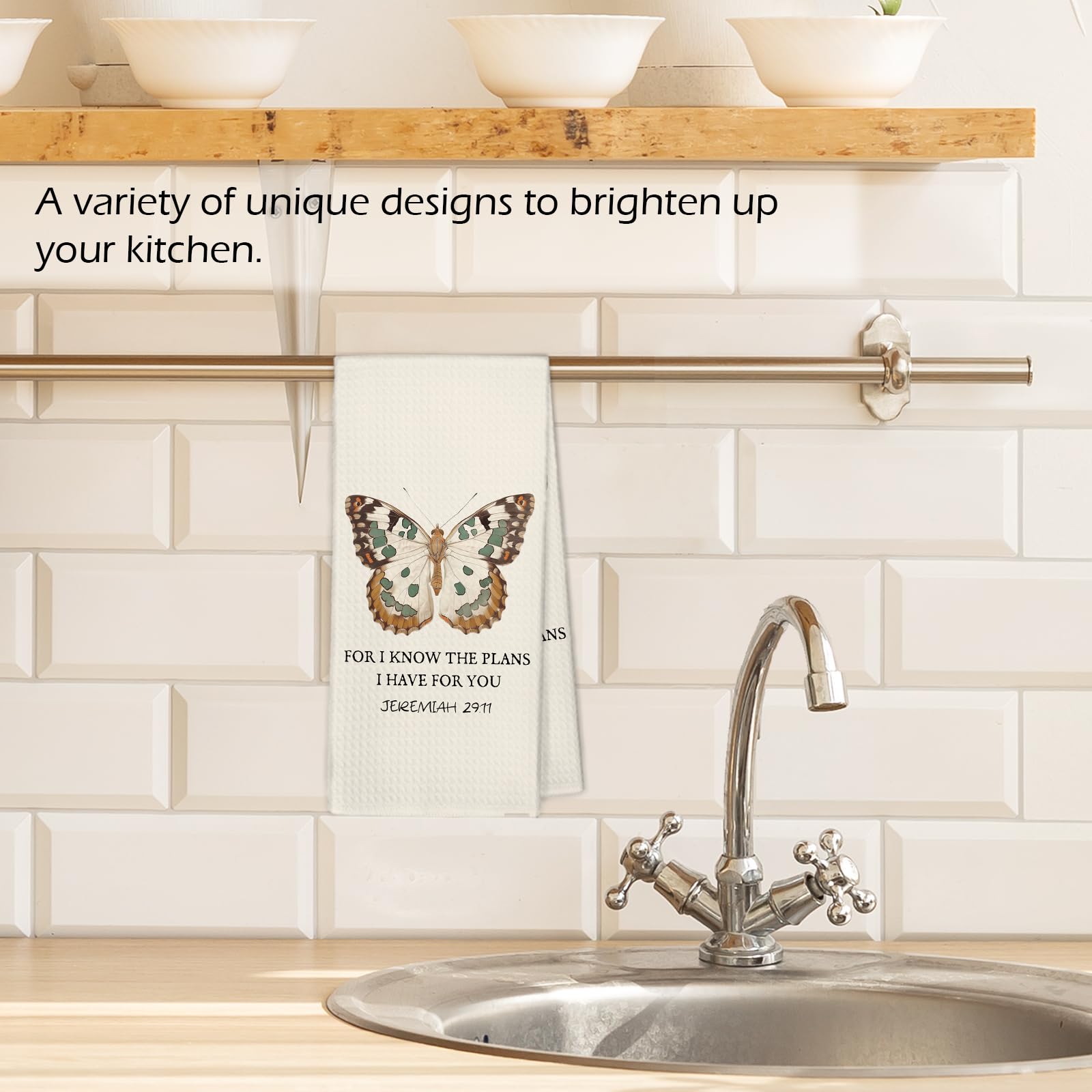 Butterfly Kitchen Towels 16x24 size display