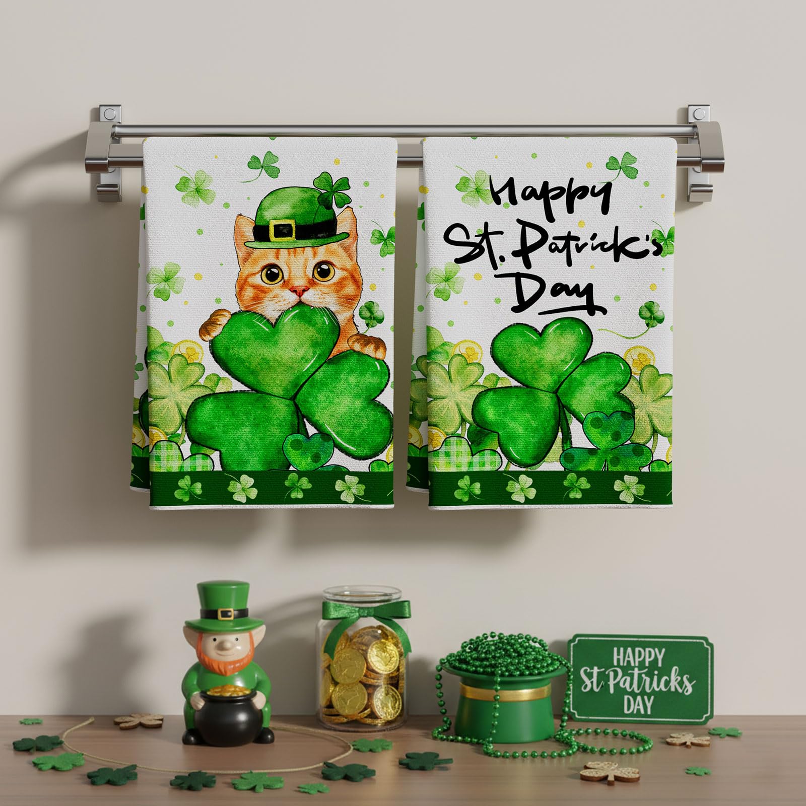 St Patrick's Day themed kitchen towels by XCHI decorative pattern