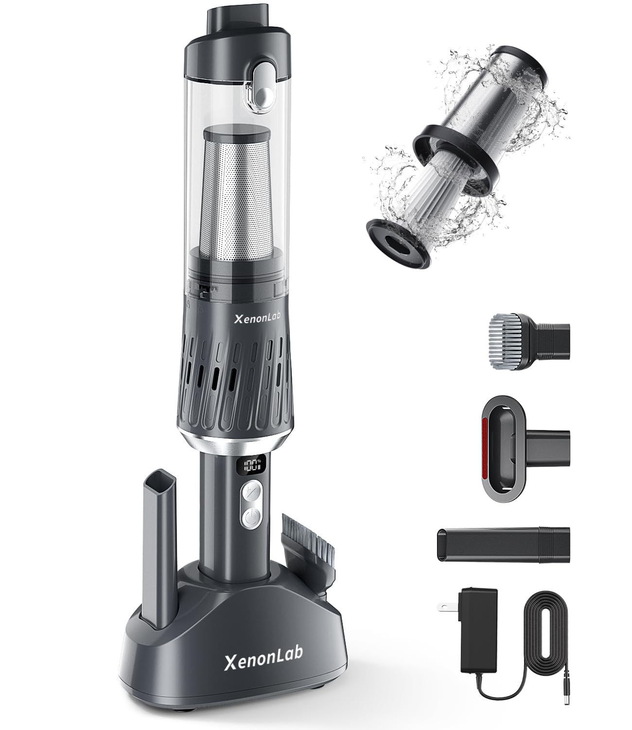 XenonLab Handheld Vacuum silver color product packaging