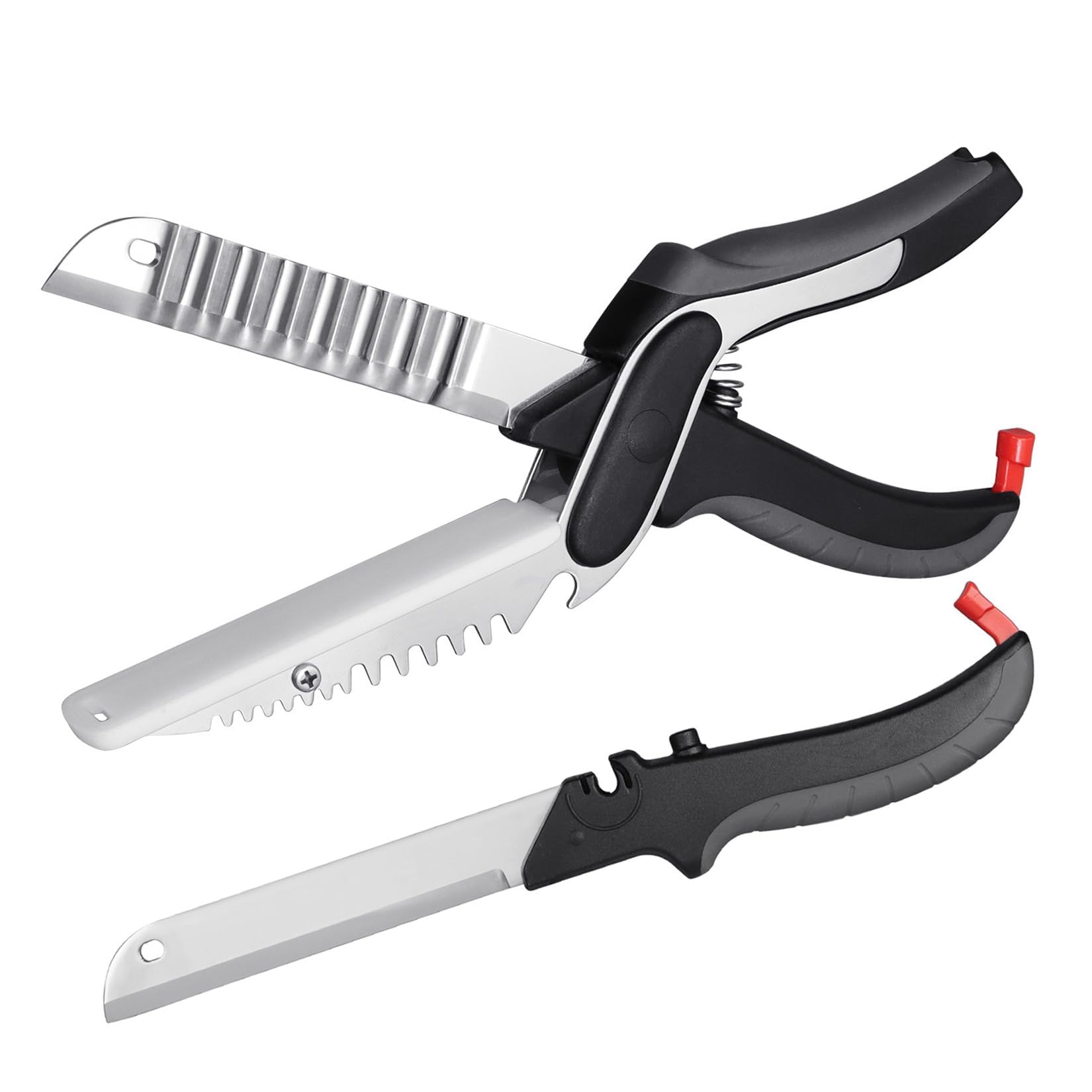 XGIZMOO 2-in-1 kitchen scissors with replaceable blades straight and wavy