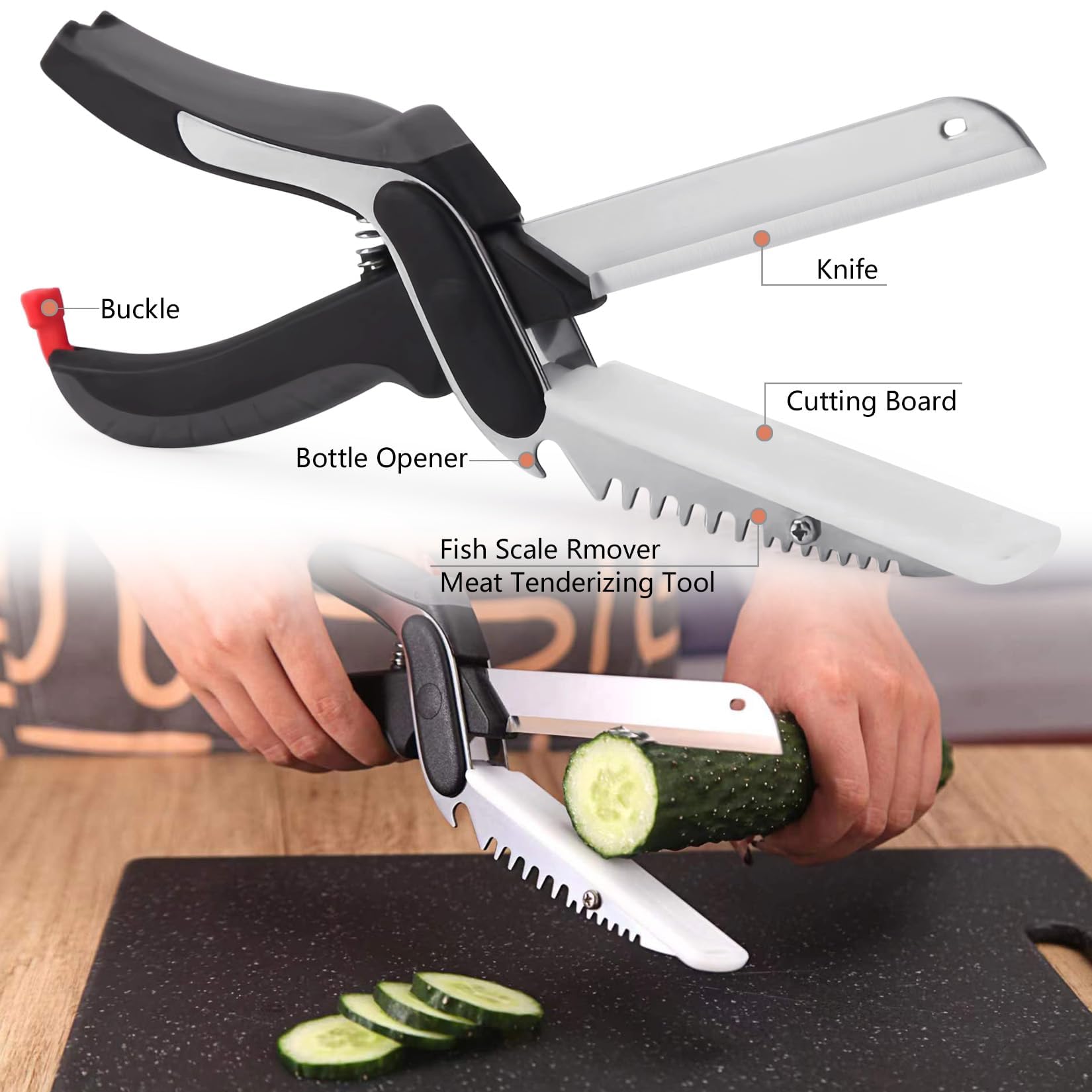 Interchangeable wavy blade for salad and melon cuts