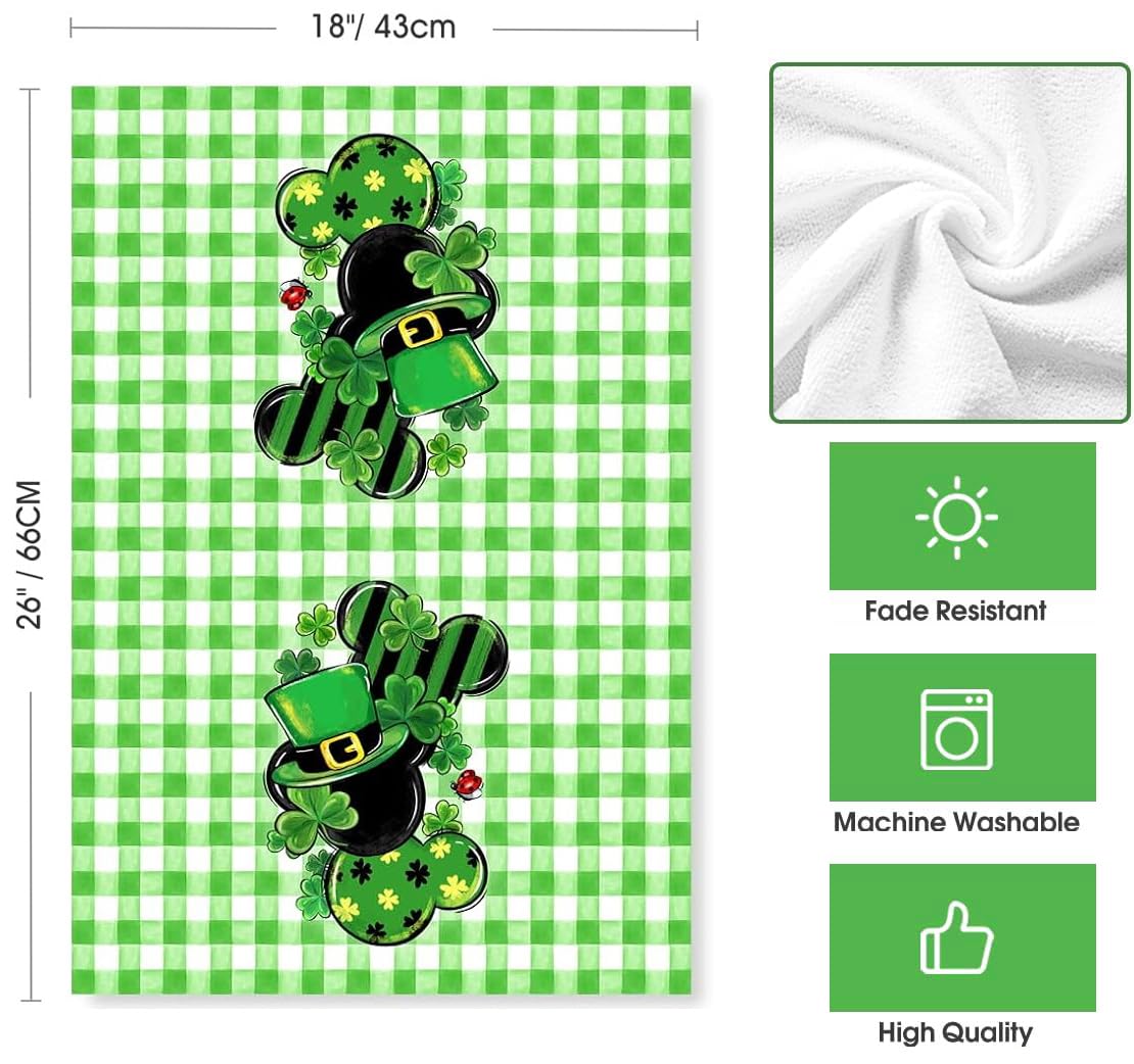 Saint Patrick's Day towels 18x26 inches with green plaid and shamrocks