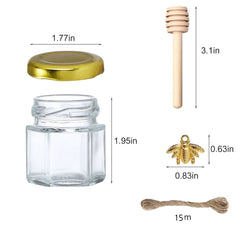 Set of 30 honey jars with lids for favors