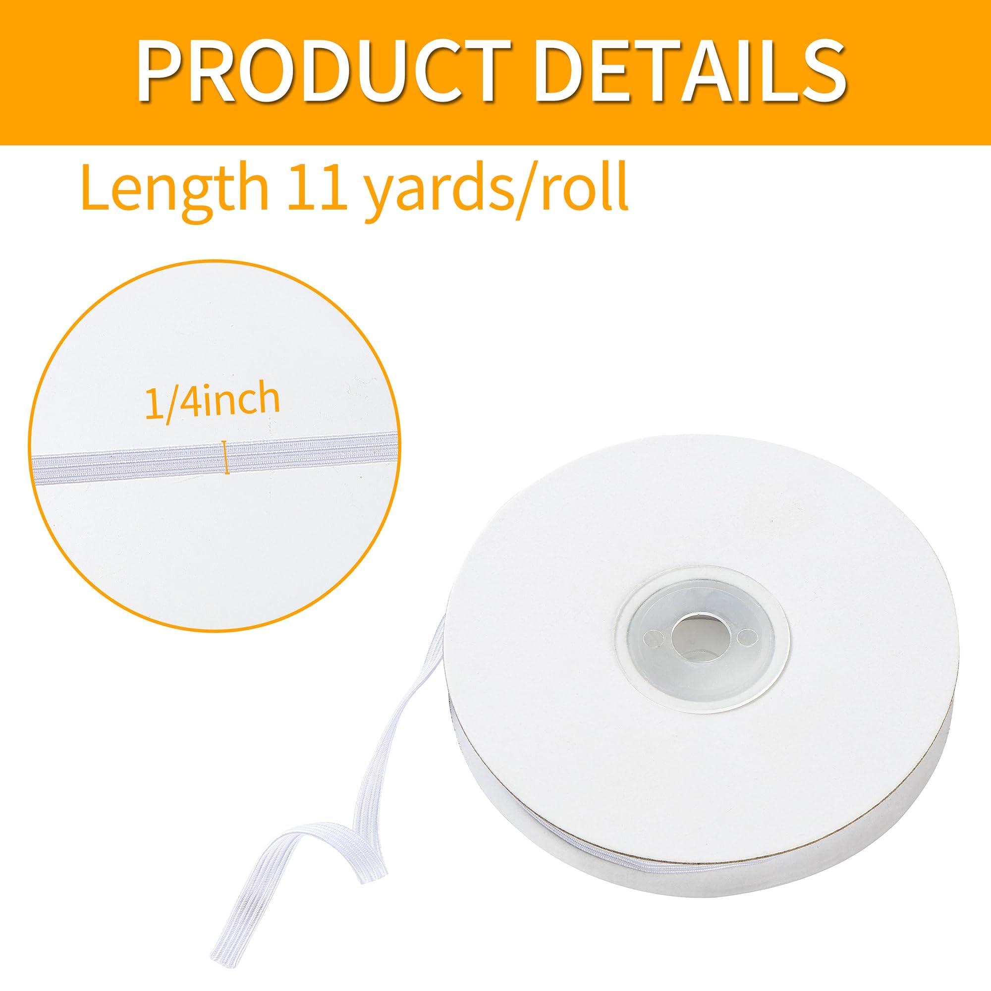 White XKDOUS elastic band for sewing 11 yards rolled