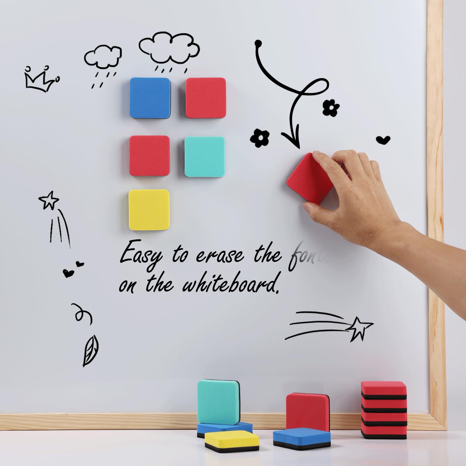 Compact 2x2 inch erasers for comfortable grip