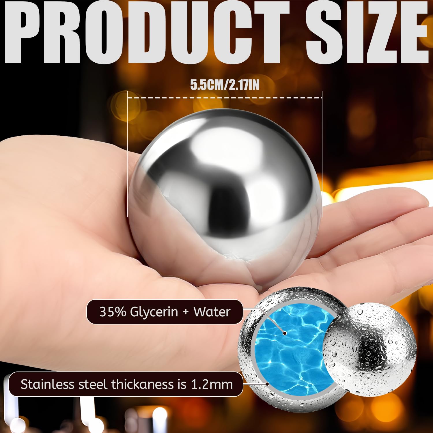 XL 55mm whiskey cooling balls for fast chilling