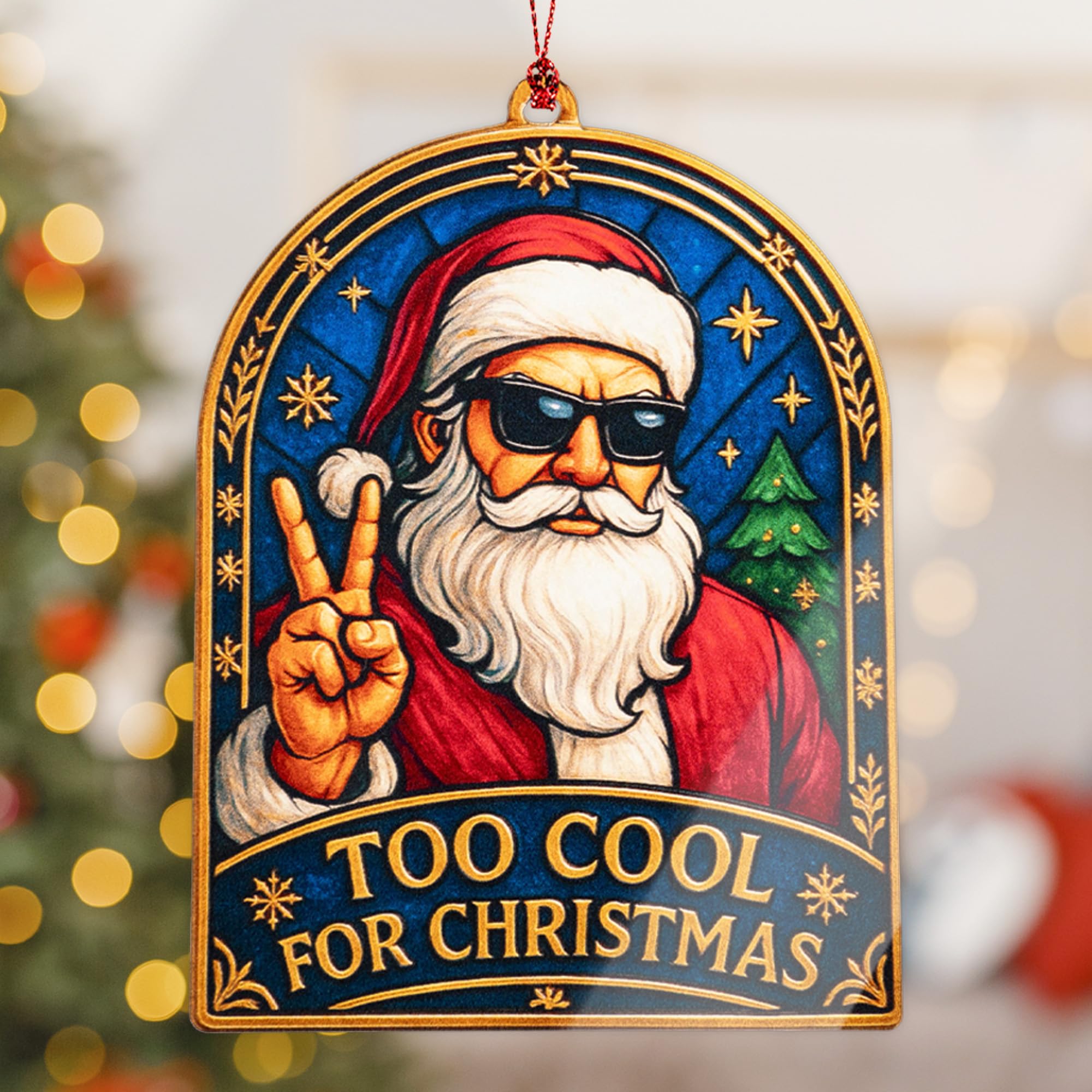 Xmas decor Santa ornament with story card packaging
