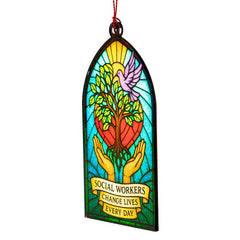 Xmas social worker gifts suncatcher window ornament
