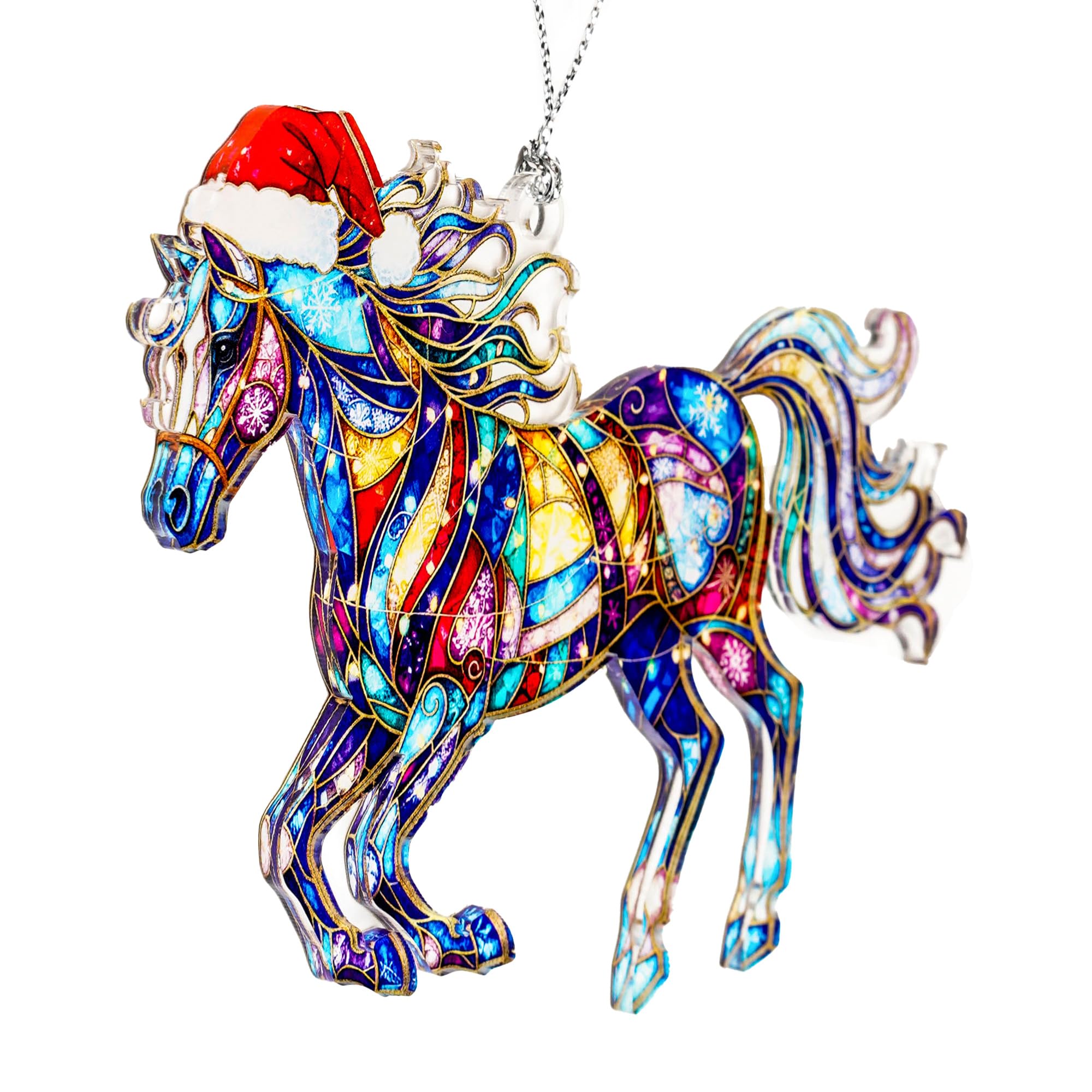 Xmas tree ornament featuring a horse motif for festive decor