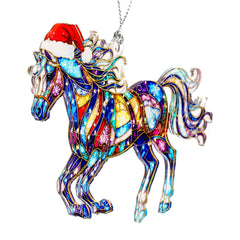 Xmas tree ornament featuring a horse motif for festive decor