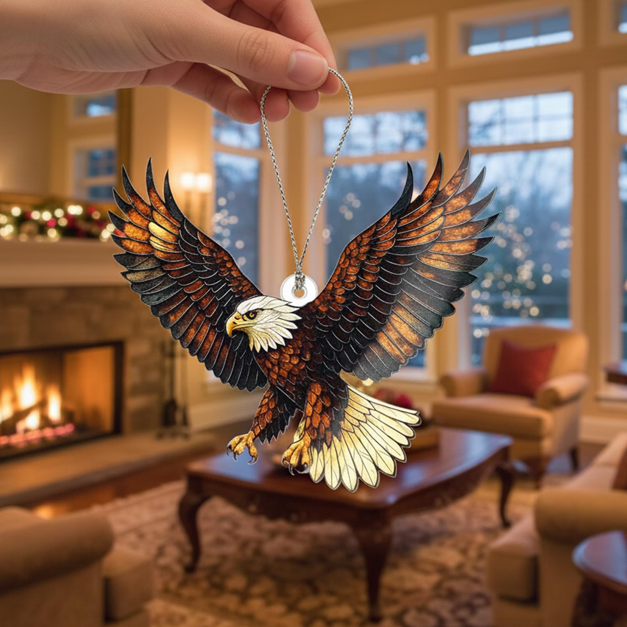 xmas tree ornament eagle on branch display