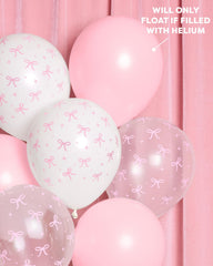xo Fetti latex bow balloons white with pink print 12 inch