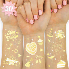 xo Fetti 50 golden birthday temporary tattoos two sheets