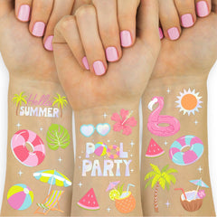 xo, Fetti 68pc pool party temporary tattoos foil two sheets