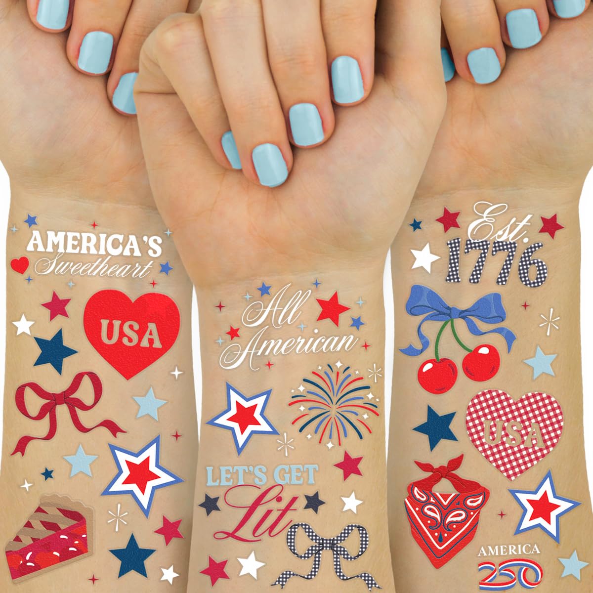 xo, Fetti America 250 Tattoos patriotic designs on two sheets
