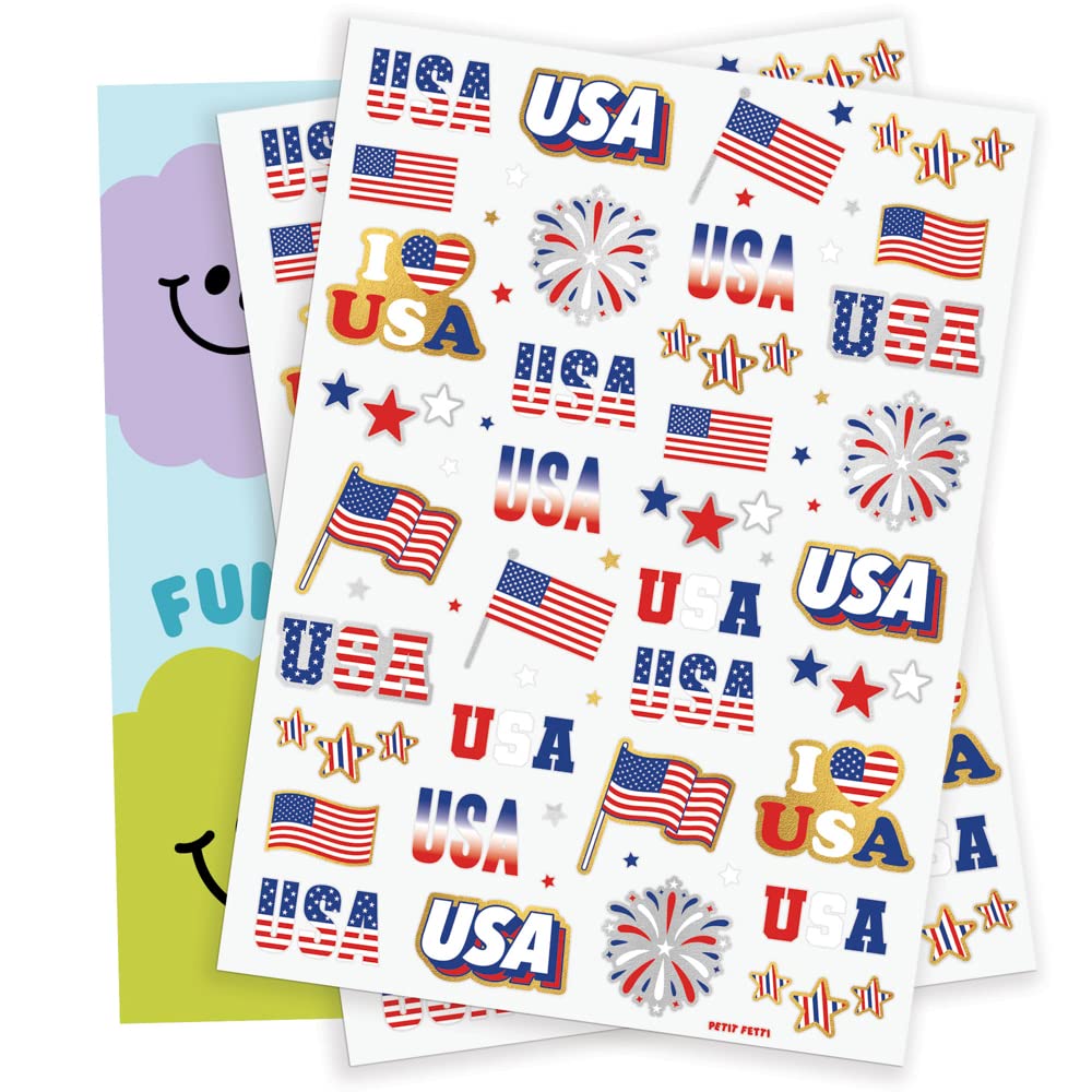 Two sheets totaling 70 tattoos for Fourth of July celebration