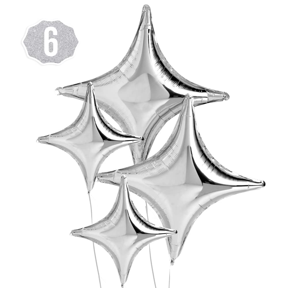 xo Fetti silver sparkle balloon 6pc set