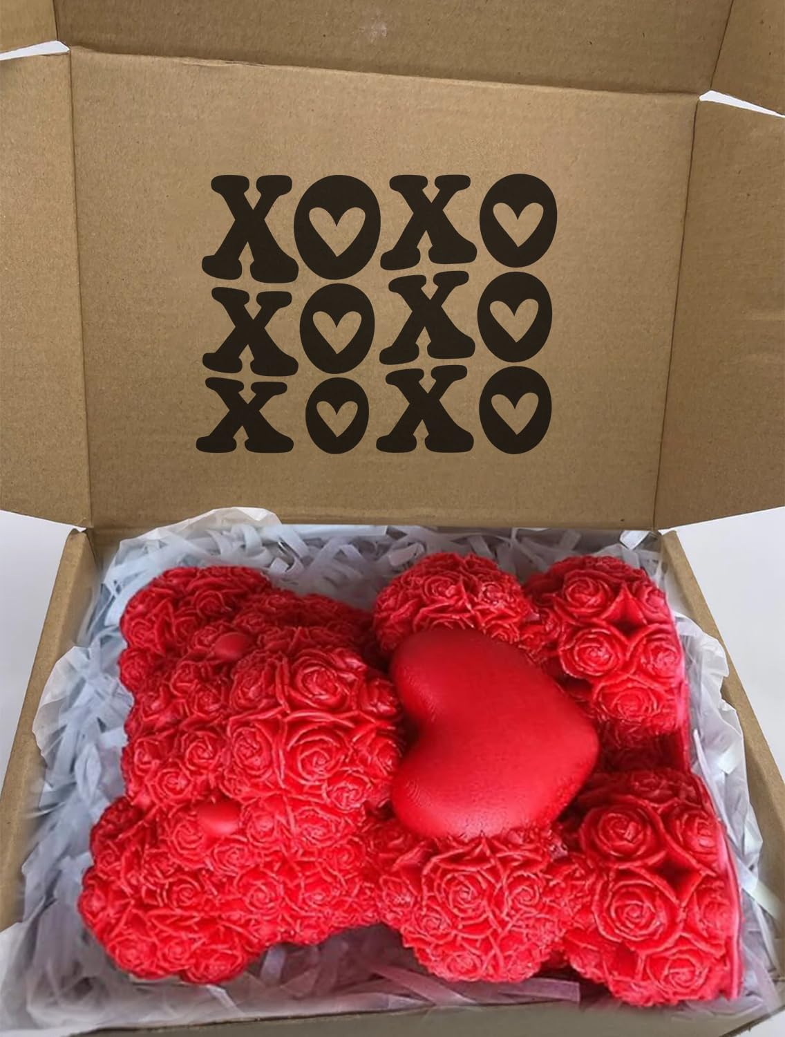 Rose bear candle suitable for anniversaries and birthdays