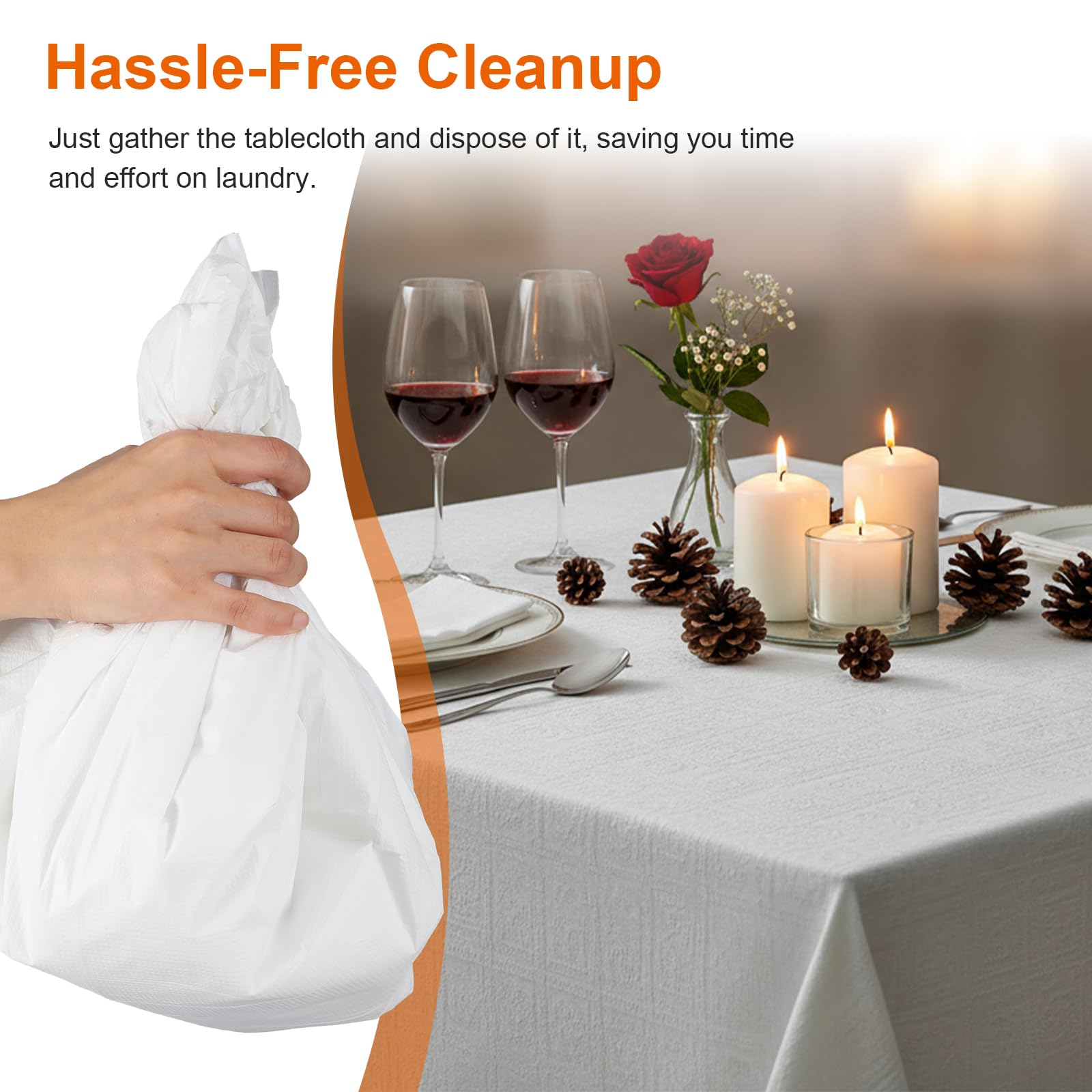 15 pcs white disposable tablecloth for rectangular tables