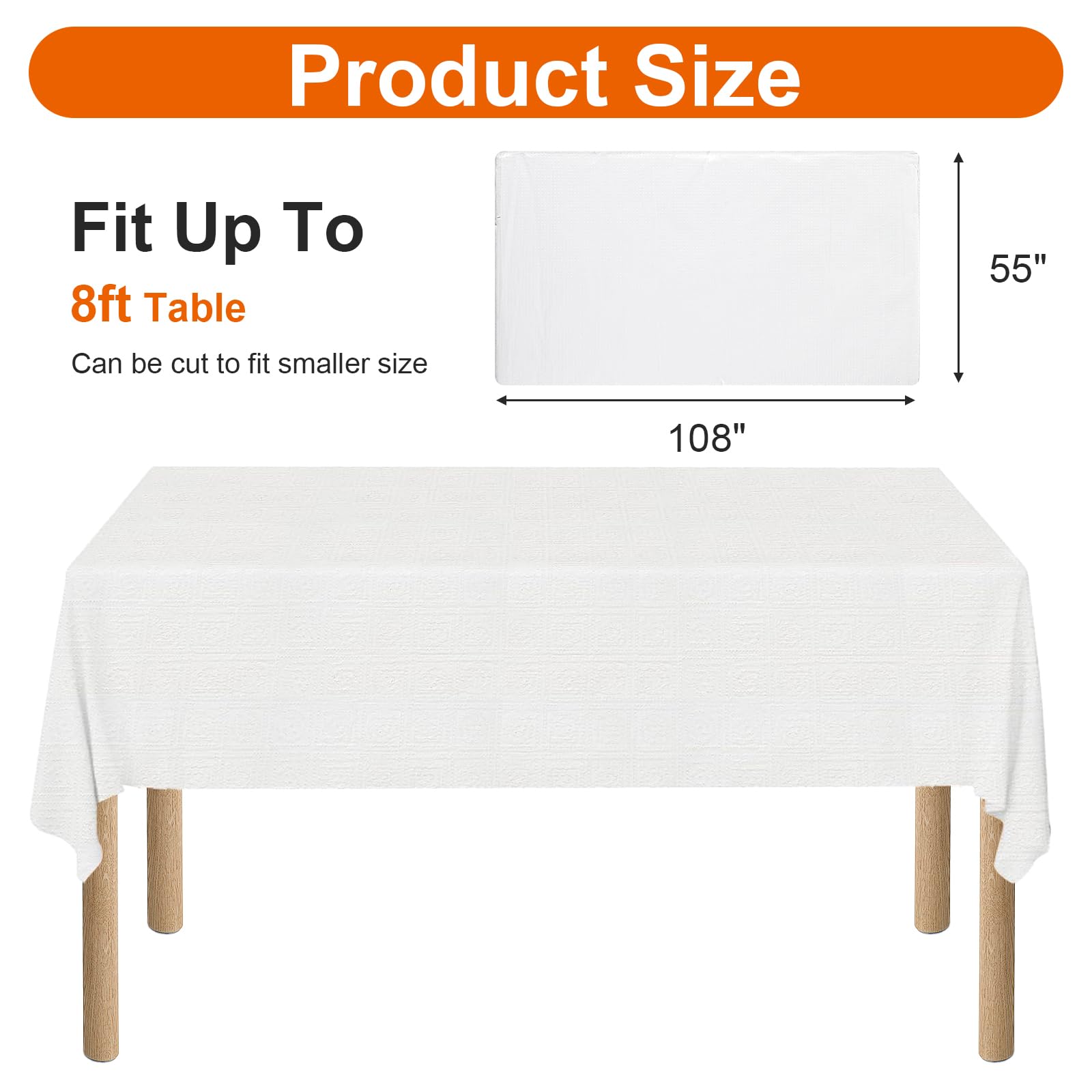 white disposable tablecloth 55x108 for rectangle tables