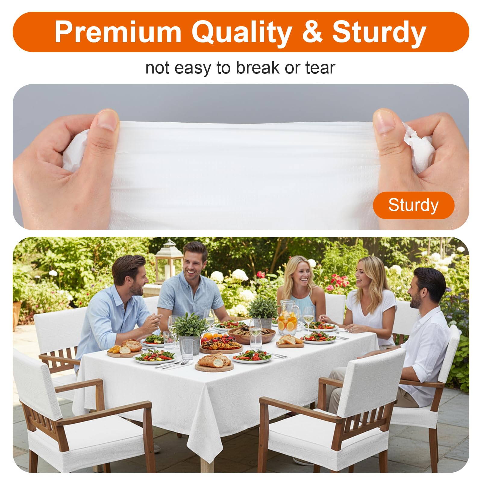 white paper tablecloth 15 pack for rectangle tables