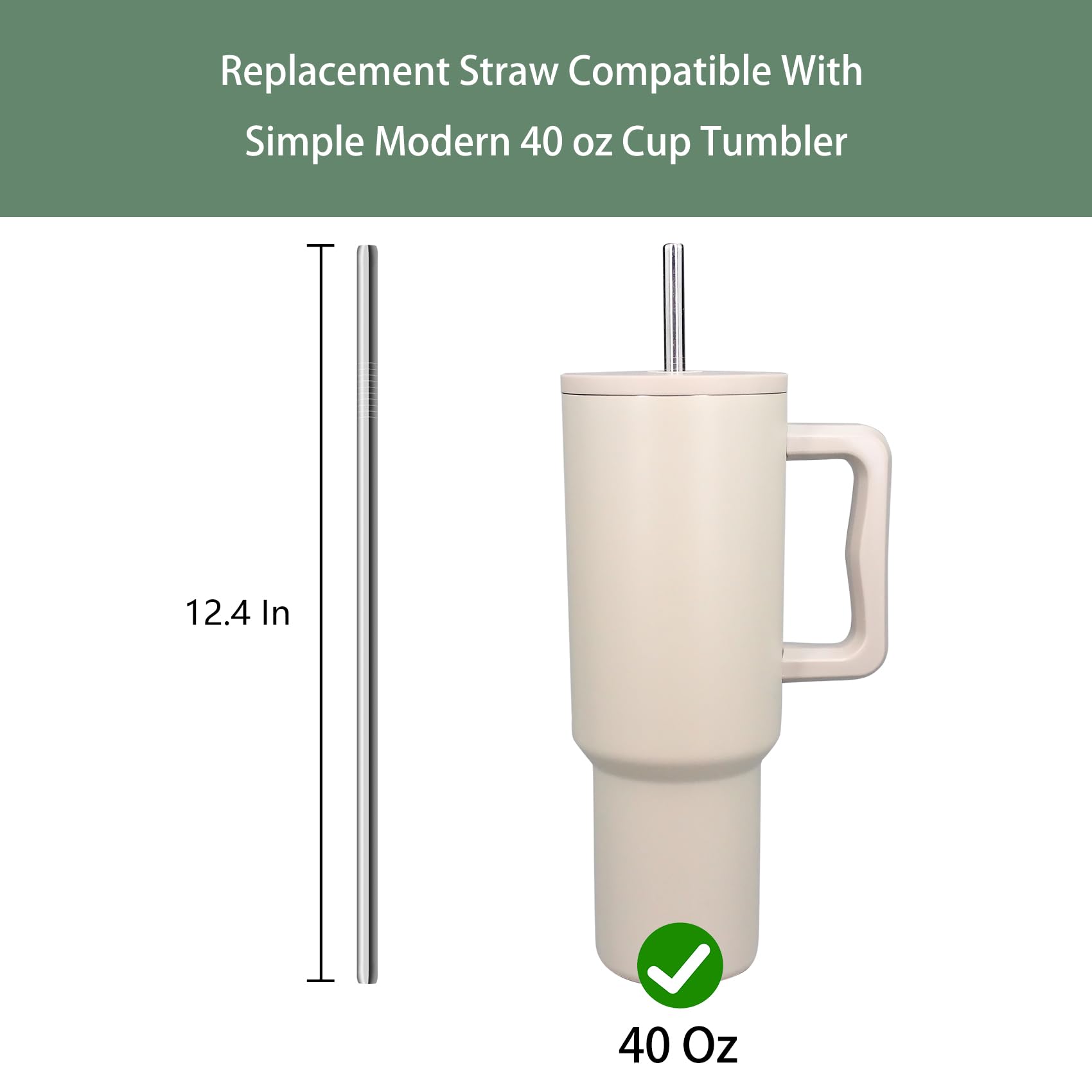 XSGXS 6 pack stainless steel straw white