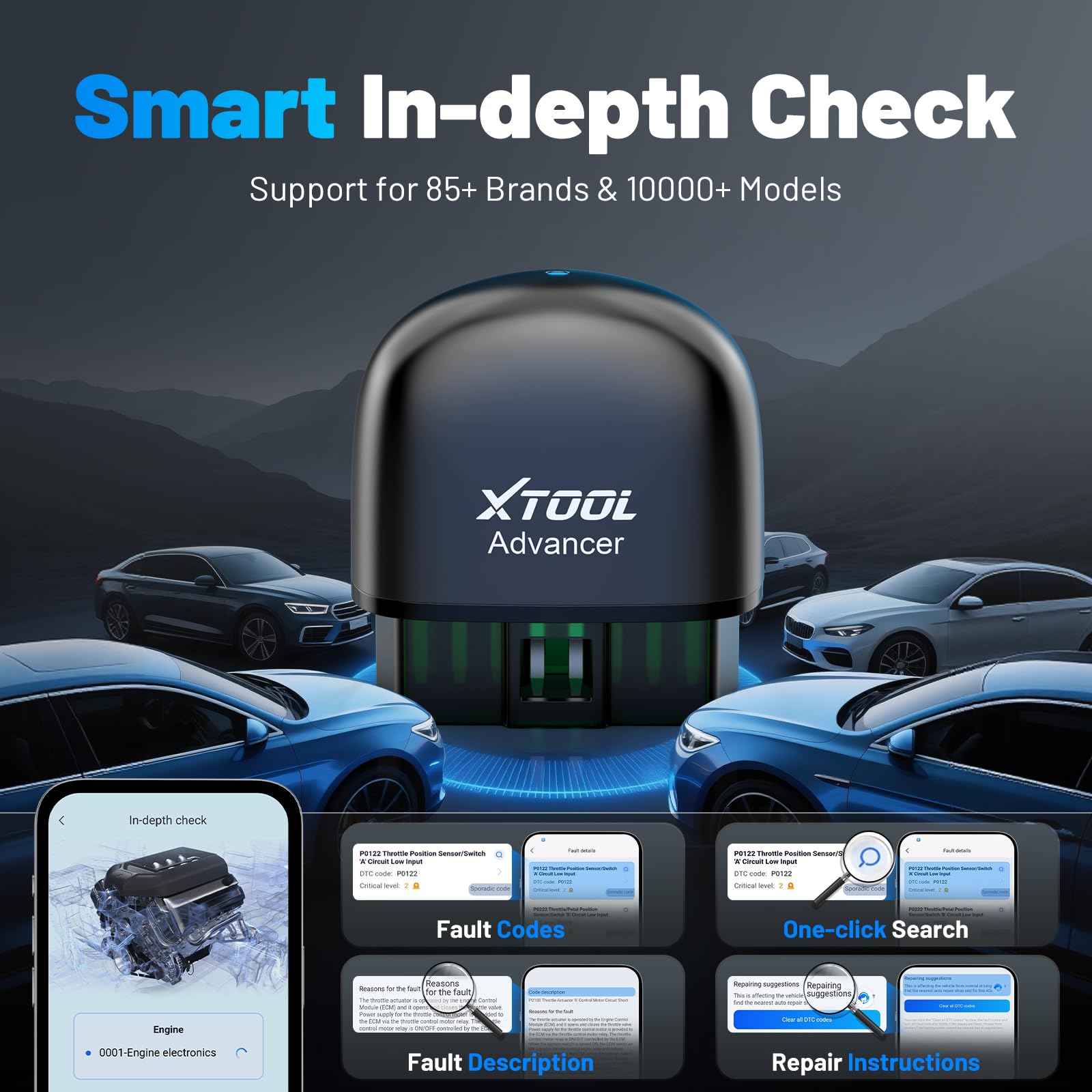 XTOOL AD20 Pro OBD2 Scanner AI diagnostics screen