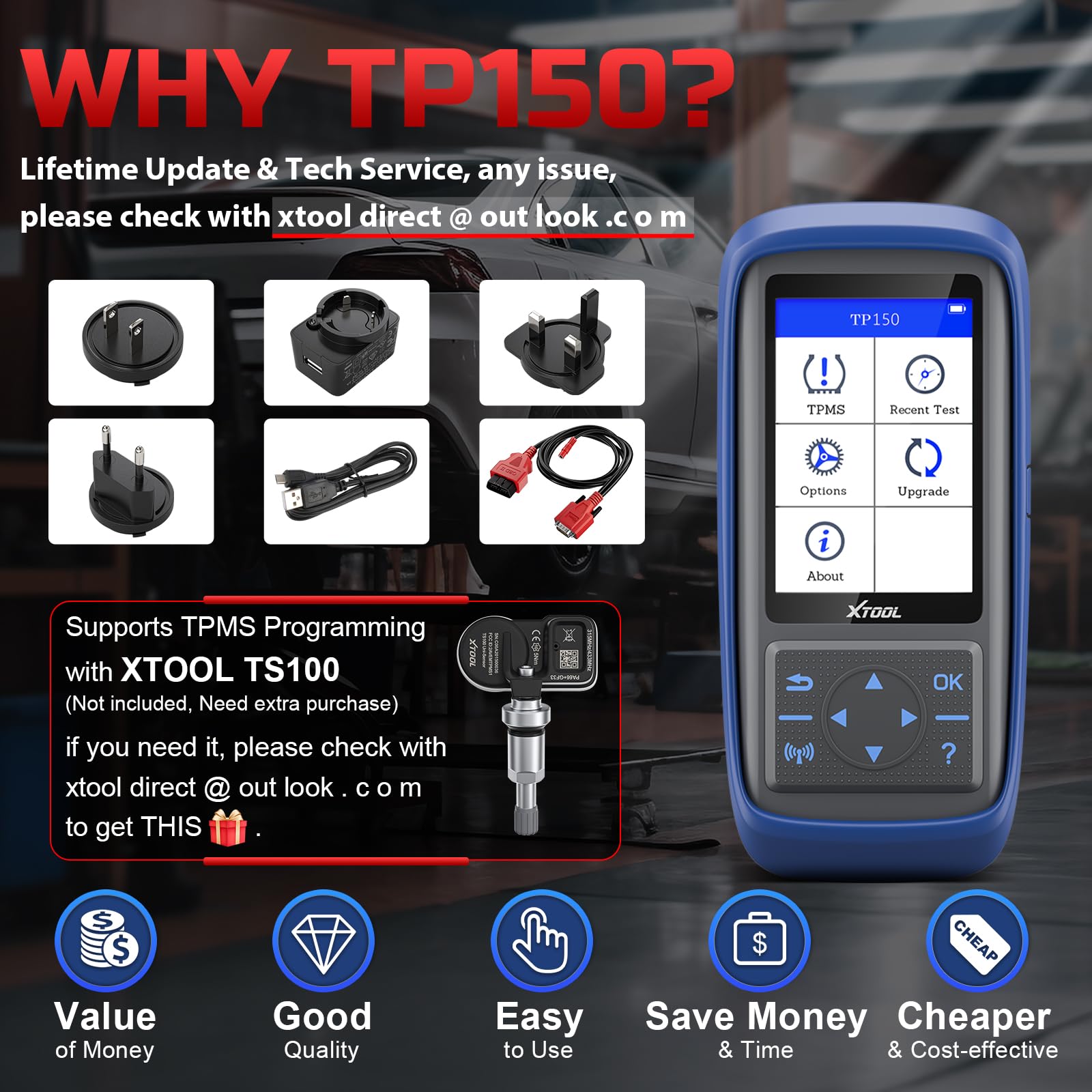 TPMS status check and tire health evaluation with TP150