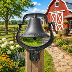 XtremepowerUS large vintage cast iron dinner bell for farmhouse decor