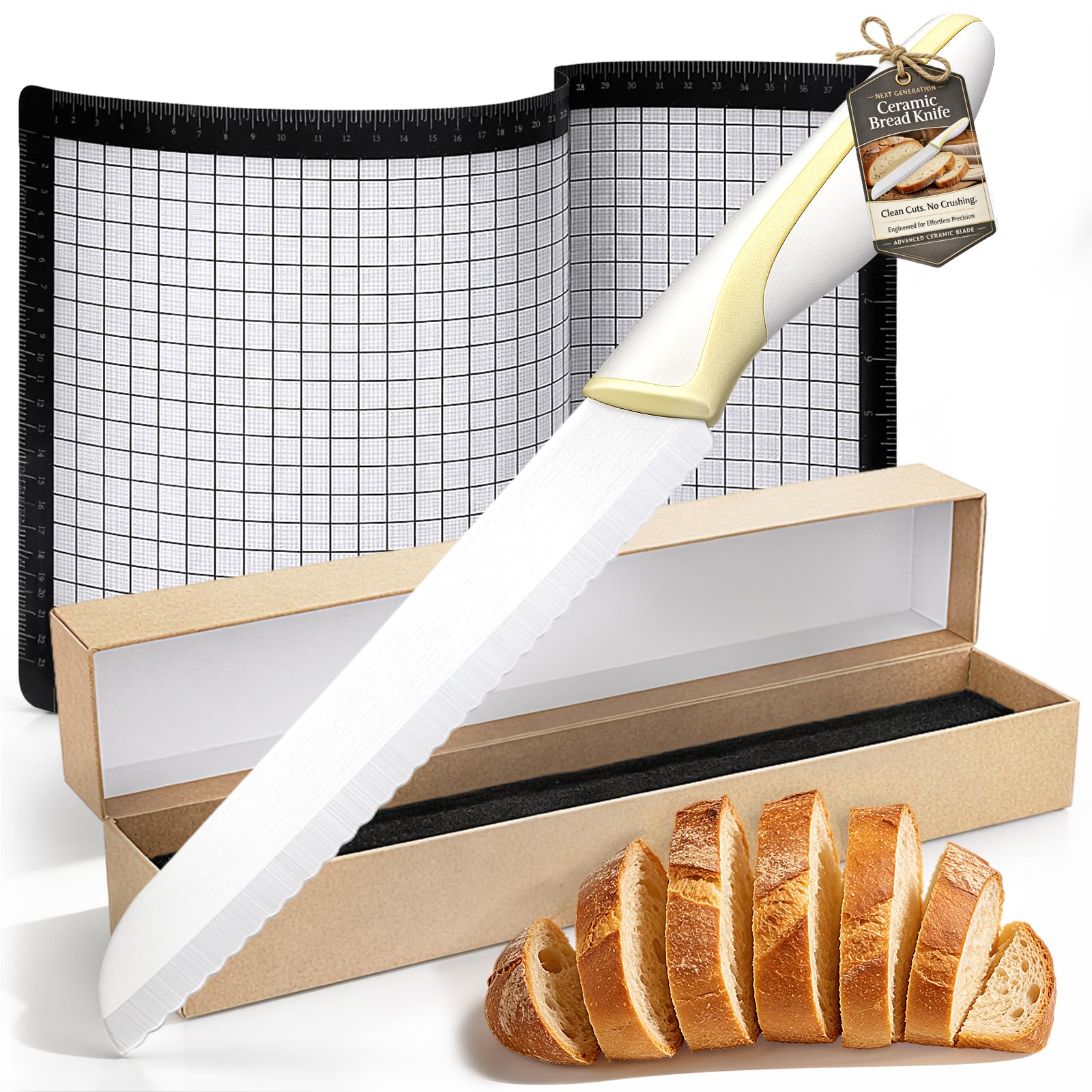XUNWKONGG bread knife ceramic serrated blade 7.6 inch