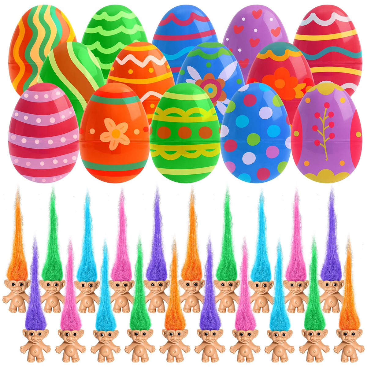 xutengy 24Pcs Prefilled Easter Eggs packaging with mini toys