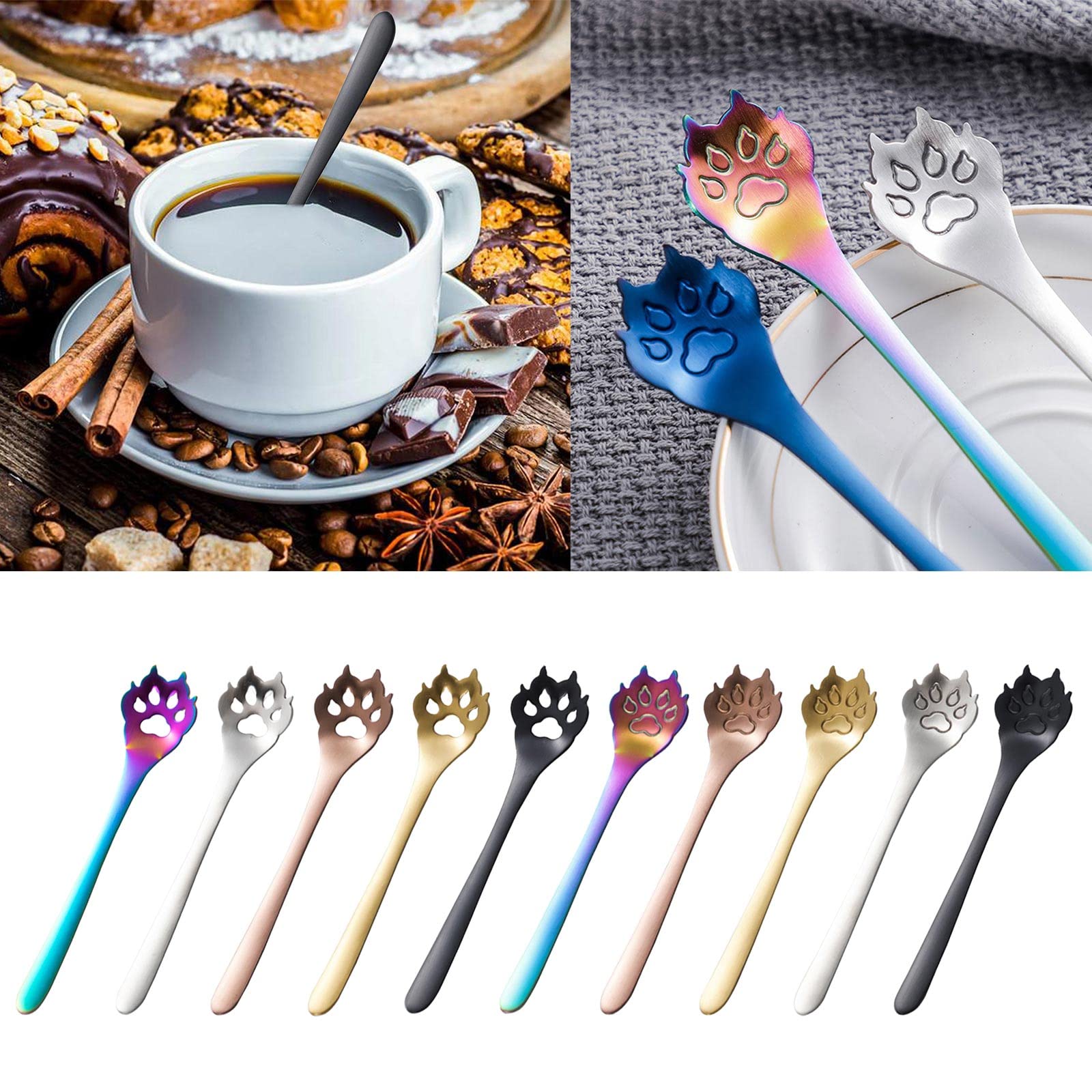 XUYUH cat paw spoon black color stainless steel
