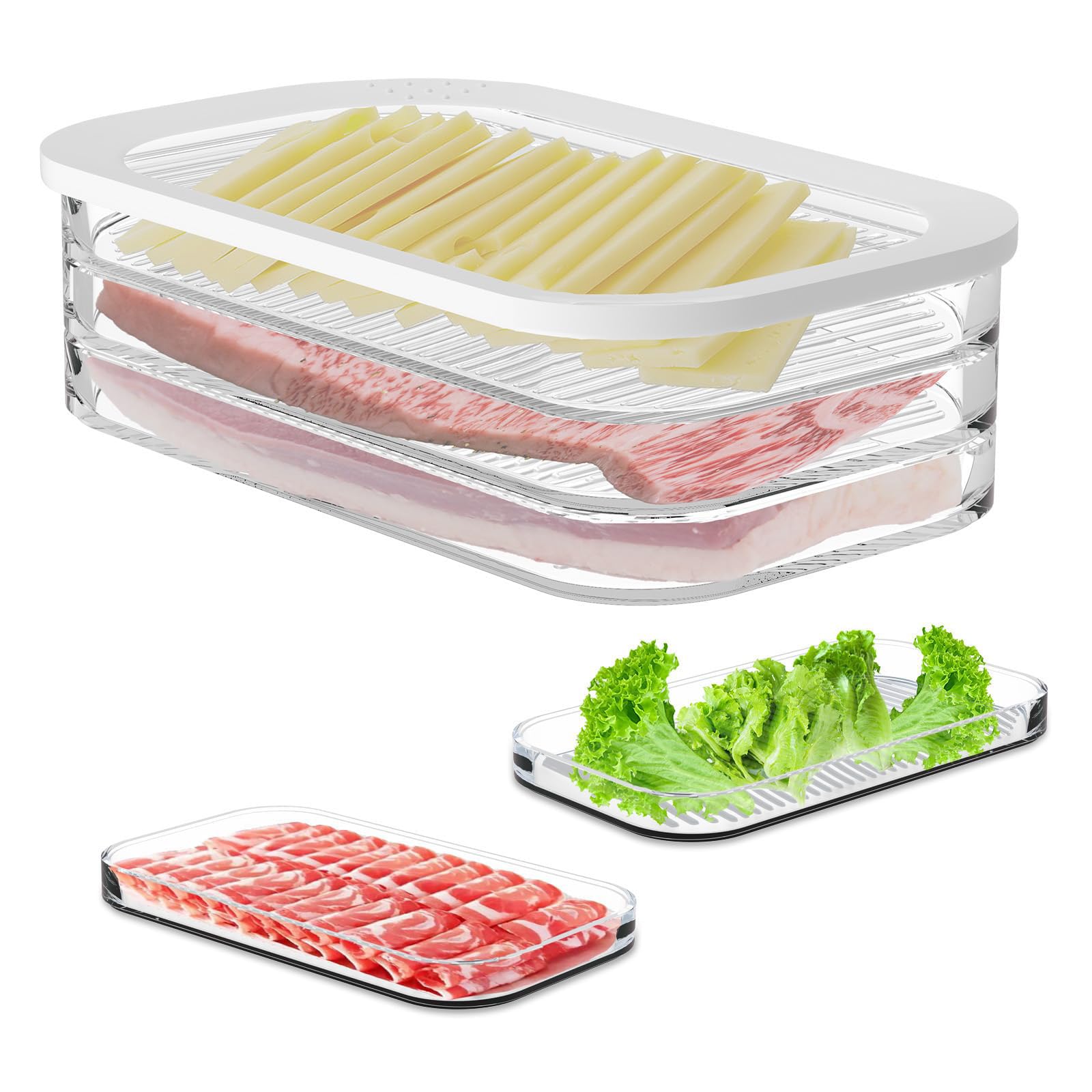 XVAJT Deli Meat Container for Fridge with Airtight Lid transparent body