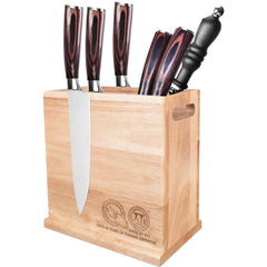 XYJ Magnetic Knife Block with double side magnets in natural wood