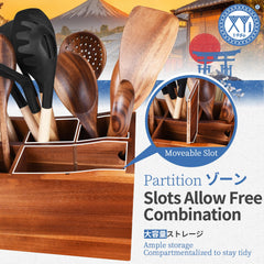 Ten compartment utensil holder for organized utensils
