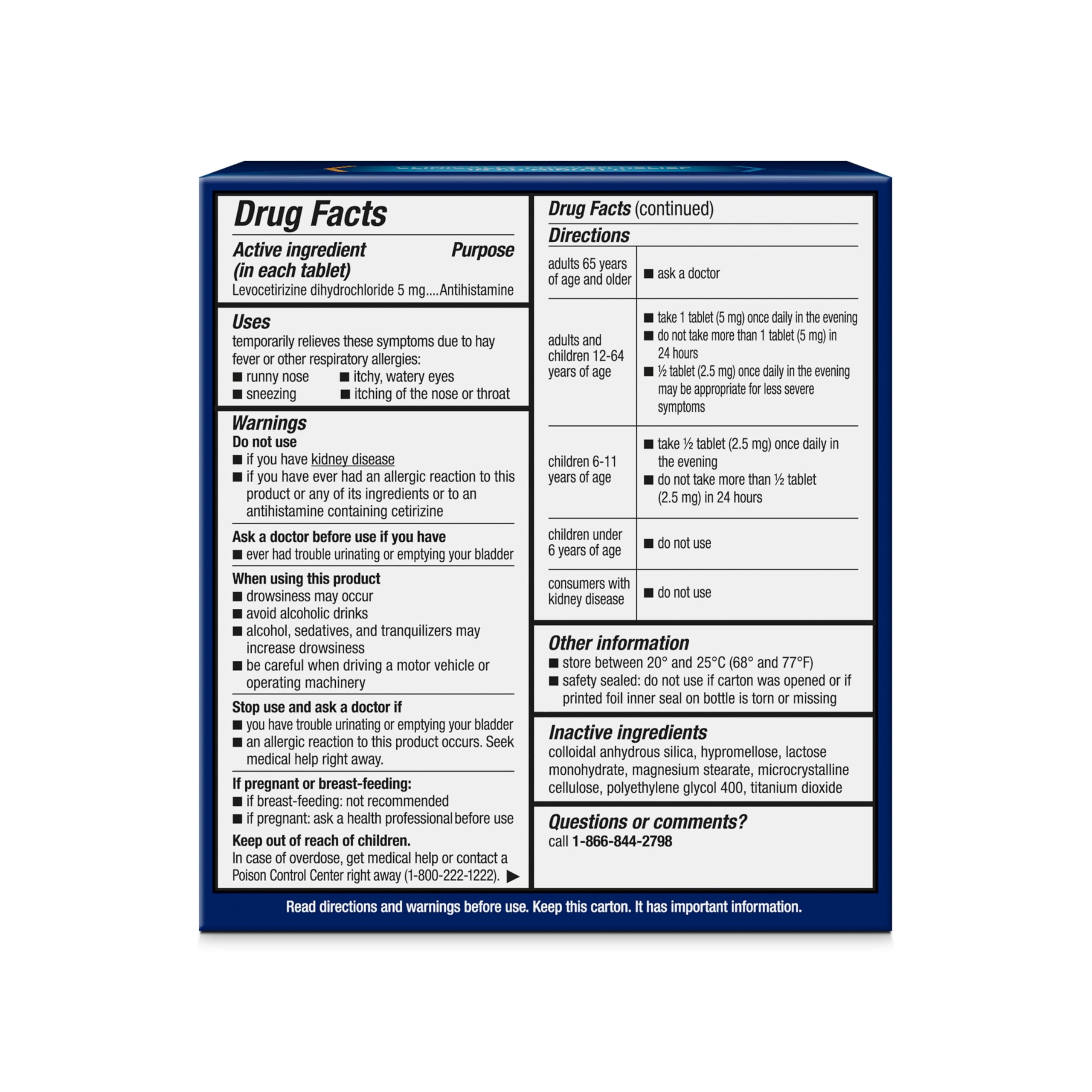 Xyzal 5 mg levocetirizine antihistamine tablets