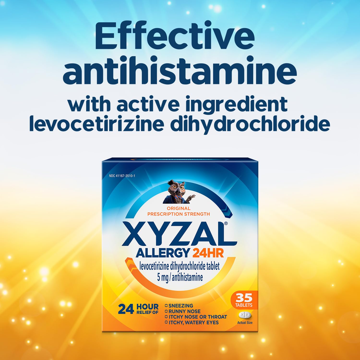 Take Xyzal at night for relief while you sleep and next day