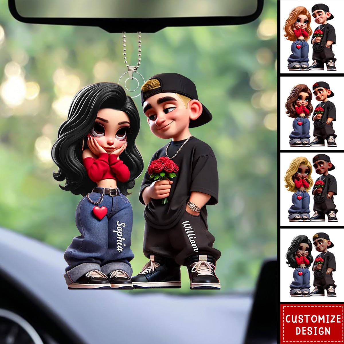 Two sided design Y2K Couple ornament stainless steel