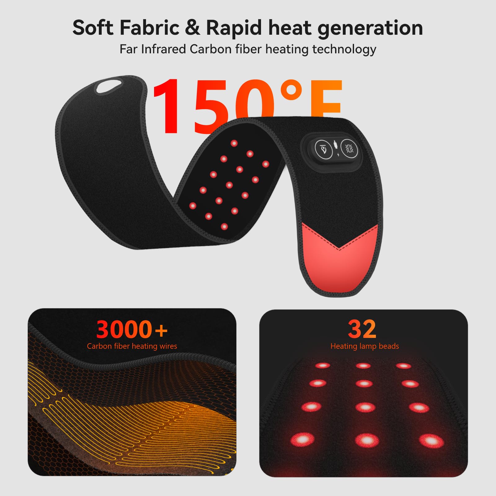 Yabuu heating pad with three heat levels and three massage levels