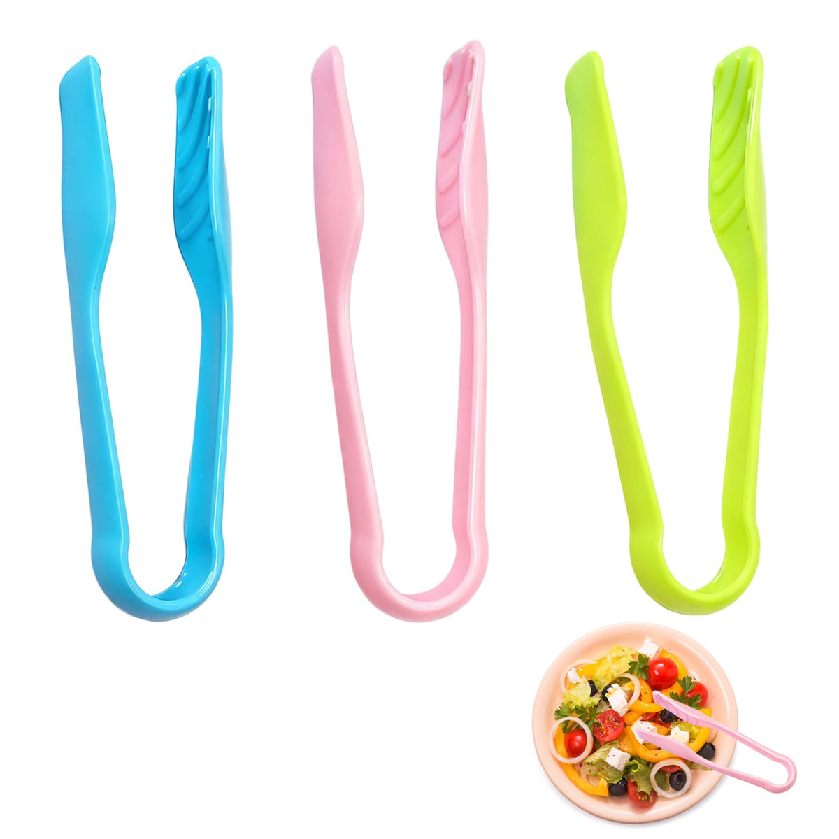 YAFIYGI kids tongs 3pcs blue red green colors