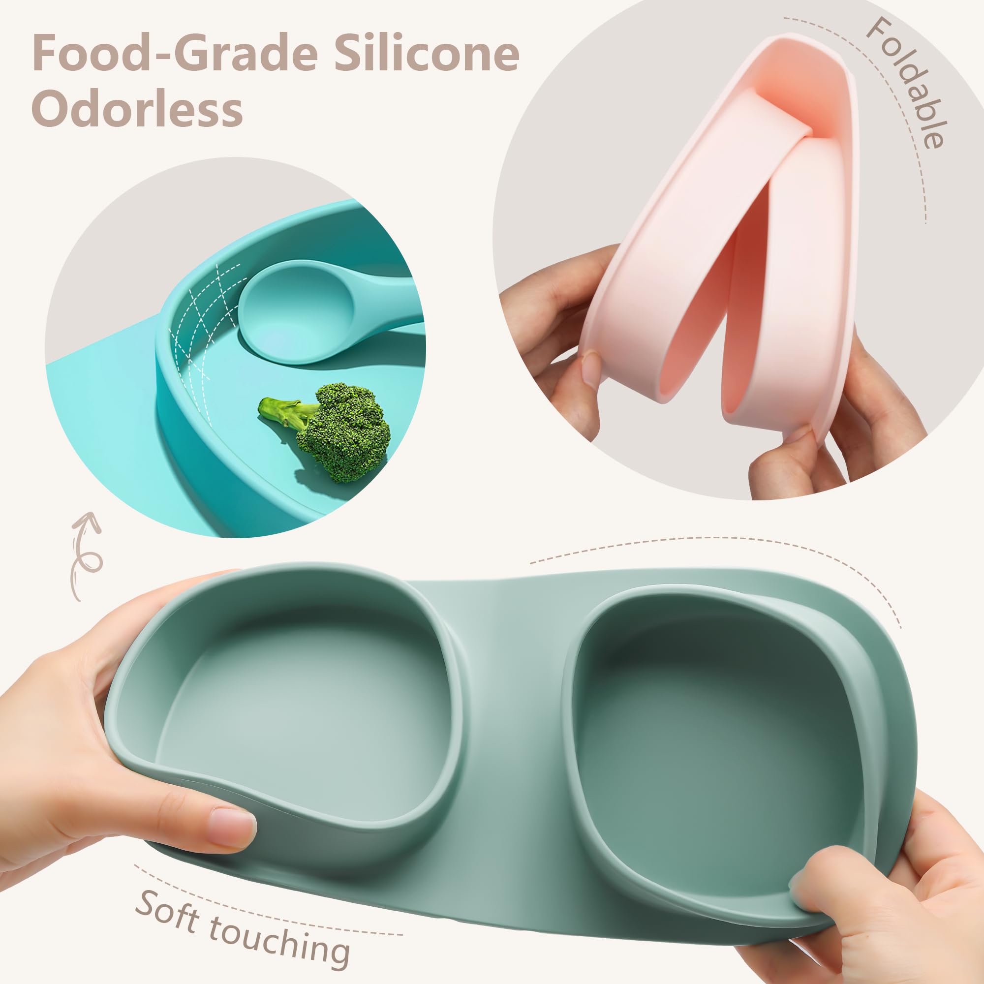 yahaa folding plates and utensils kit on the go sage