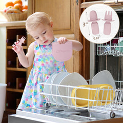 yahaa baby forks and spoons included with foldable plates sage