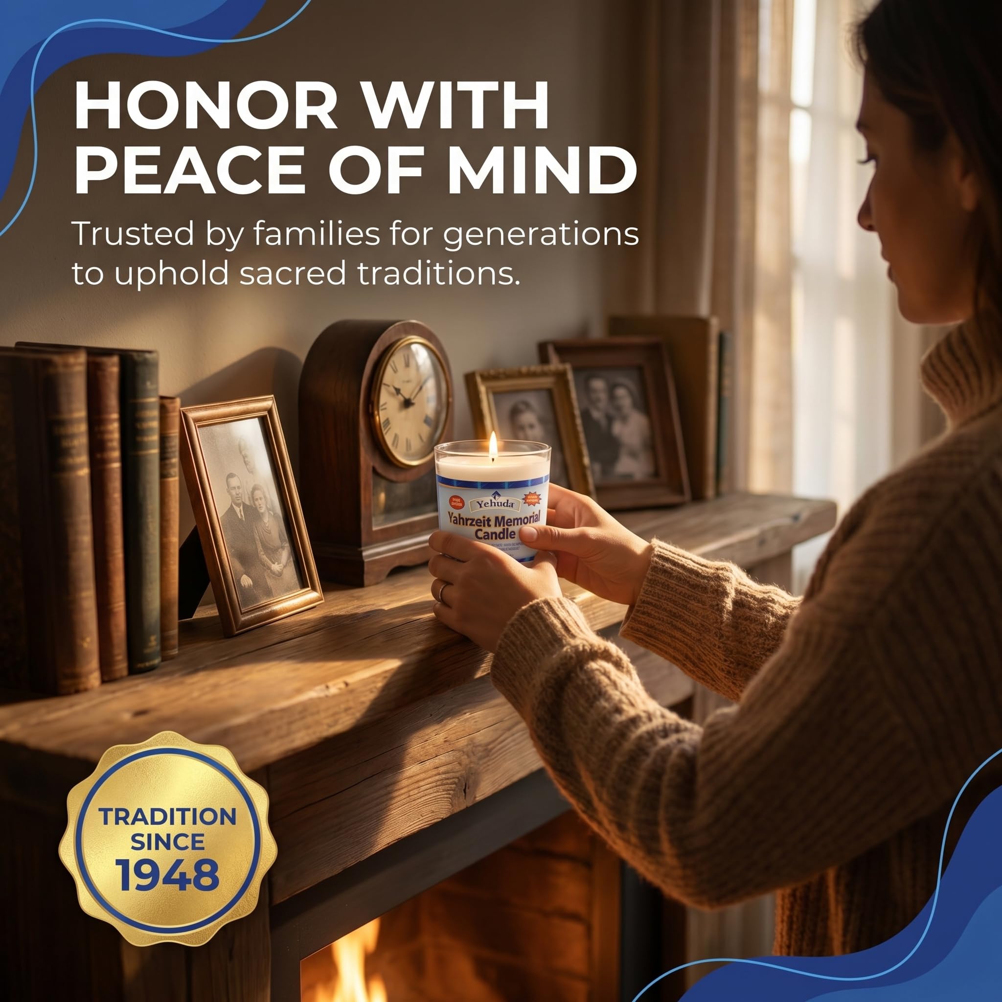 Paraffin wax Yehuda memorial candle in tempered glass tumbler