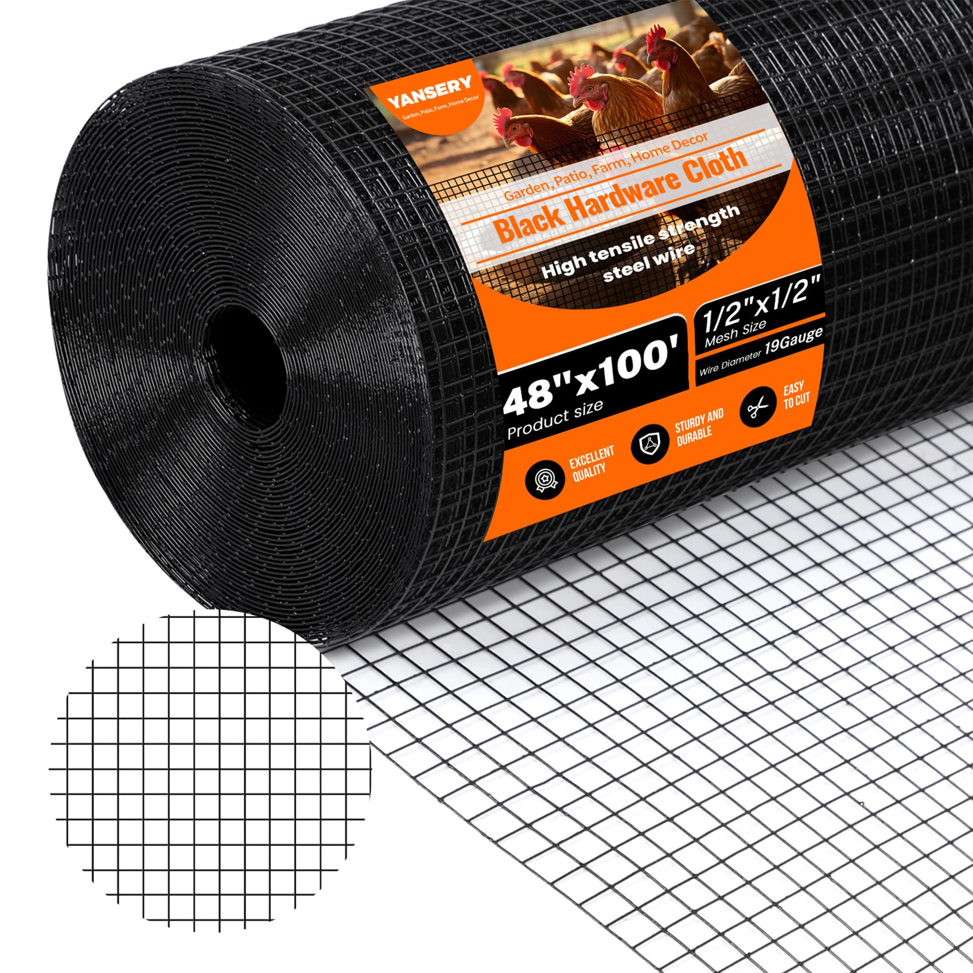 YANSERY 19ga hardware cloth 48in x 100ft
