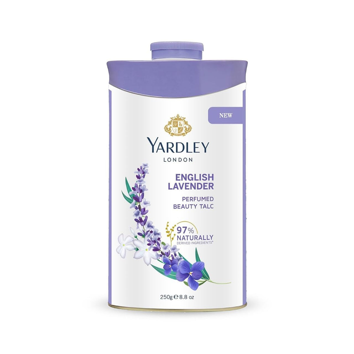 Yardley English Lavender perfumed talc 250 g packaging