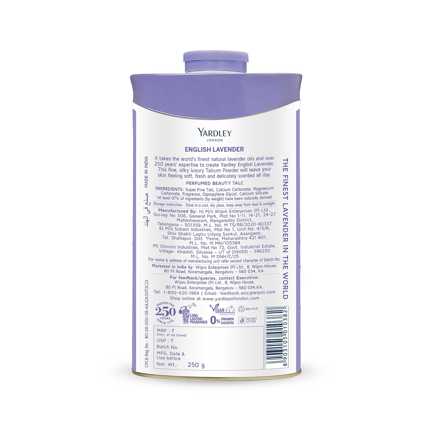 250 g Yardley lavender talc box