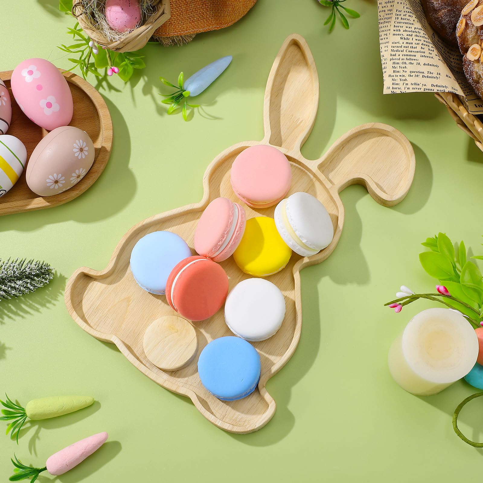 11.22 x 7.08 inch Yardwe Easter Bunny wooden tray size
