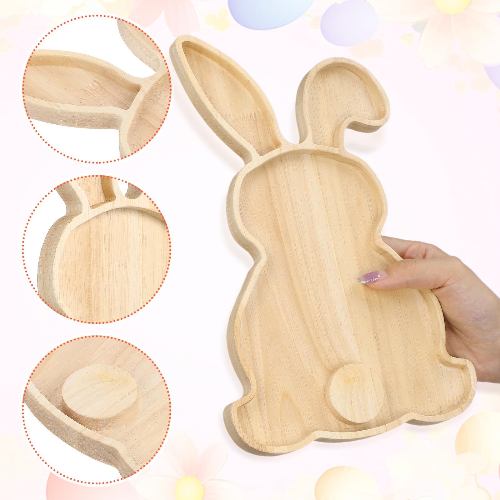 Yardwe Easter Bunny tray decorative centerpiece for tables