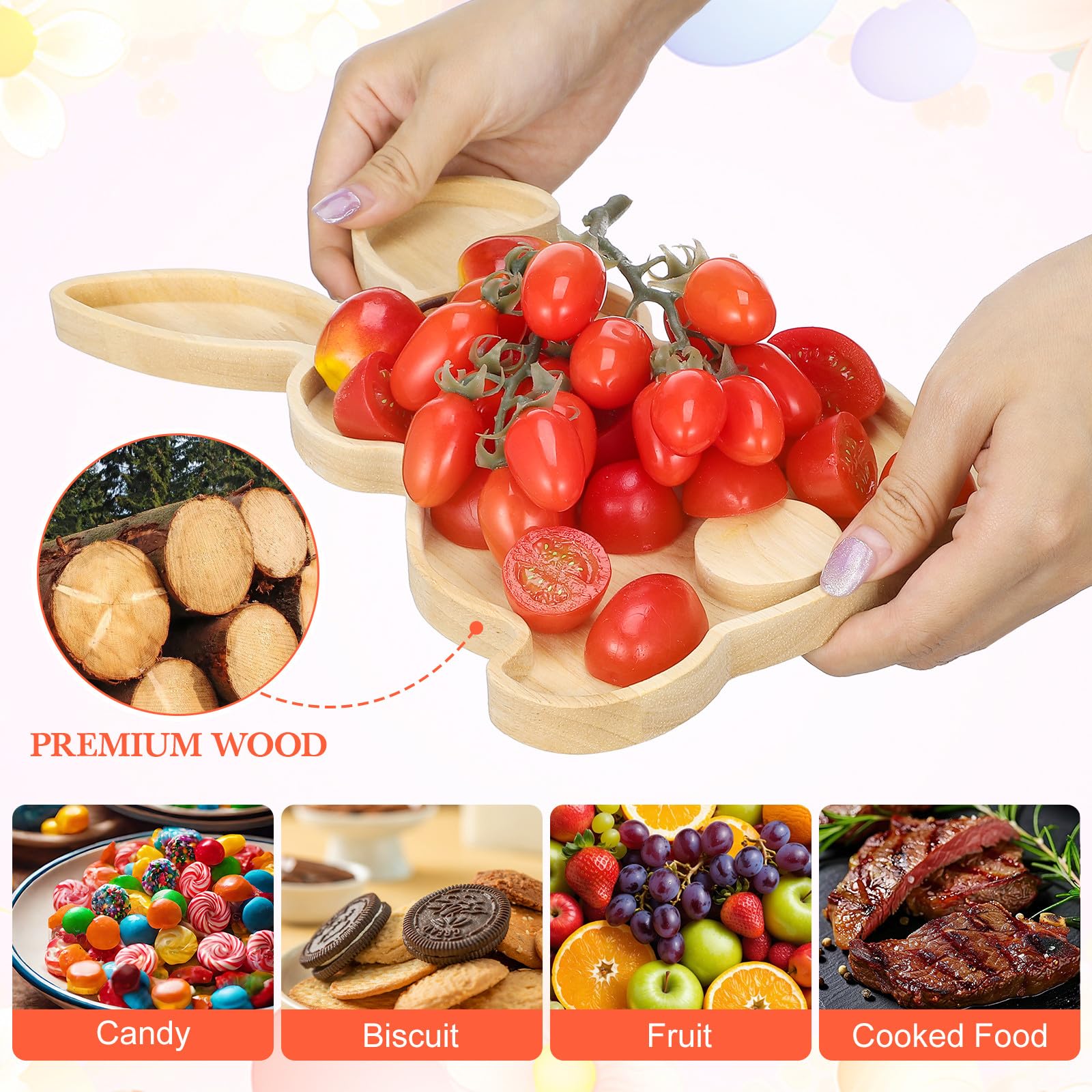 Yardwe rabbit shape food tray for snacks and fruit in Easter theme