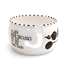 Yarn Bowl Size of Stash Yarnaholic ceramic bowl front view